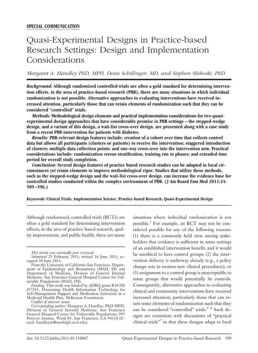 quasi experimental research design example pdf