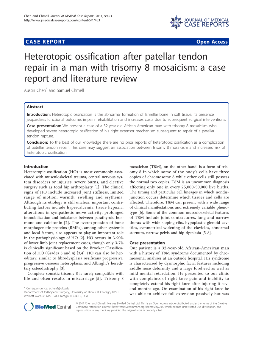Pdf Heterotopic Ossification After Patellar Tendon Repair