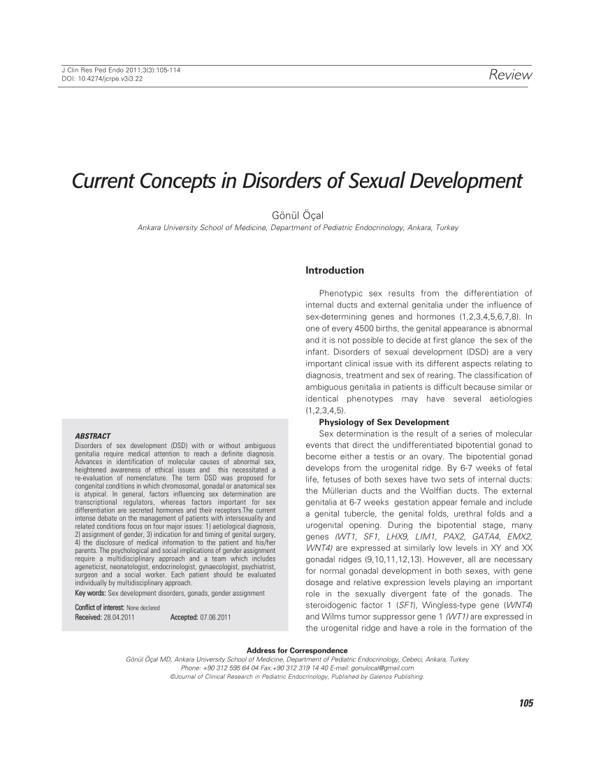 Current Concepts In Disorders Of Sexual Development Scienceopen My
