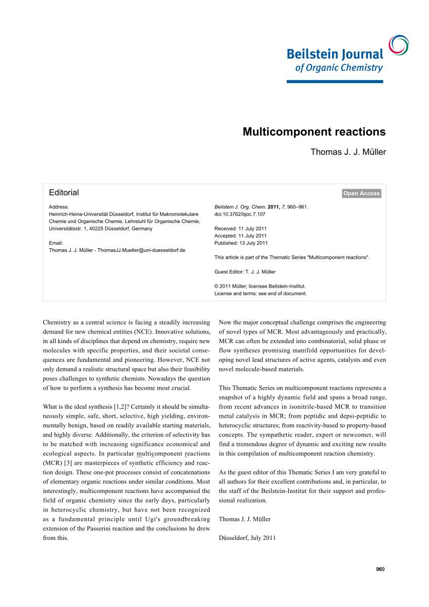 multicomponent reactions research paper pdf