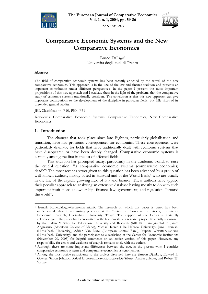 comparative economics research papers