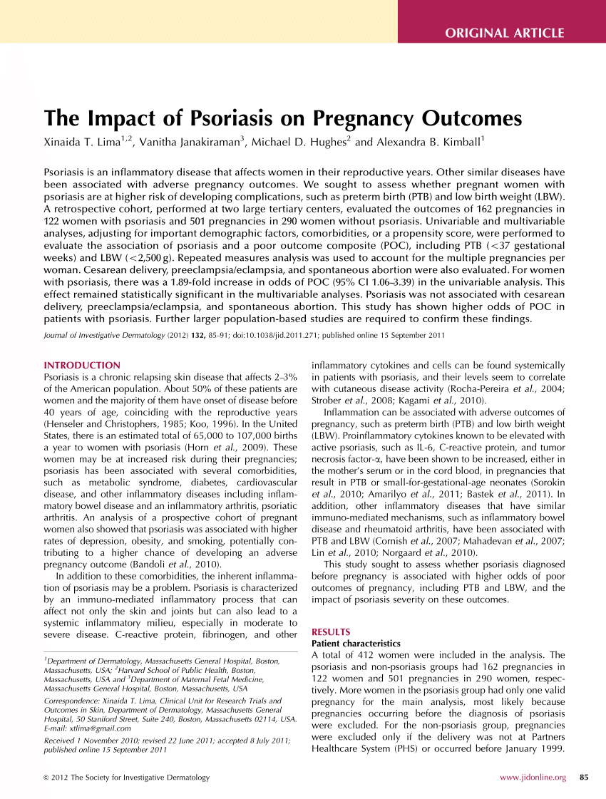 psoriasis and pregnancy outcome)