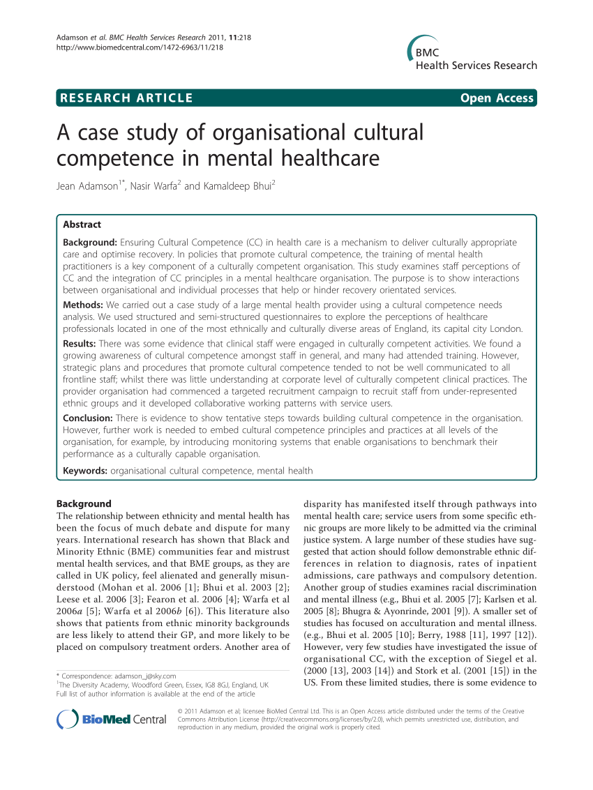 case study of cultural competence