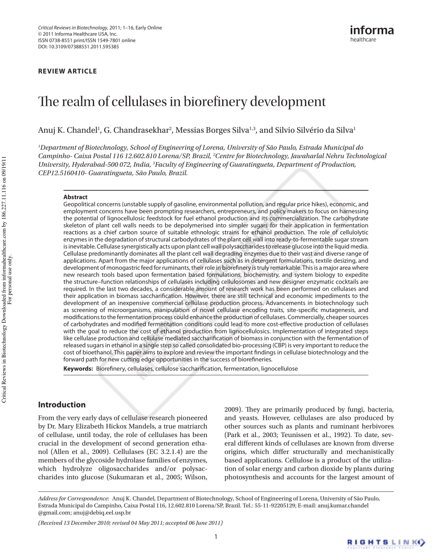 PDF) The realm of cellulases in biorefinery development