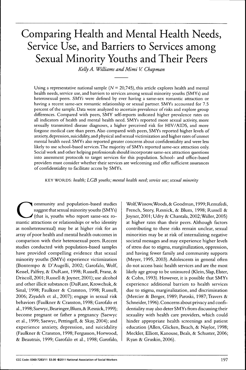 PDF Comparing Health and Mental Health Needs Service Use and