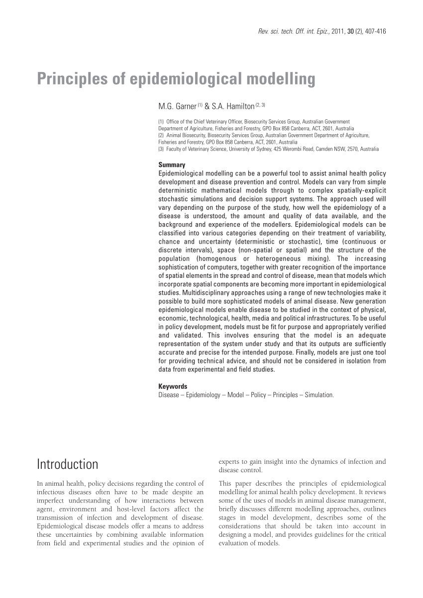PDF) Principles of epidemiological modelling