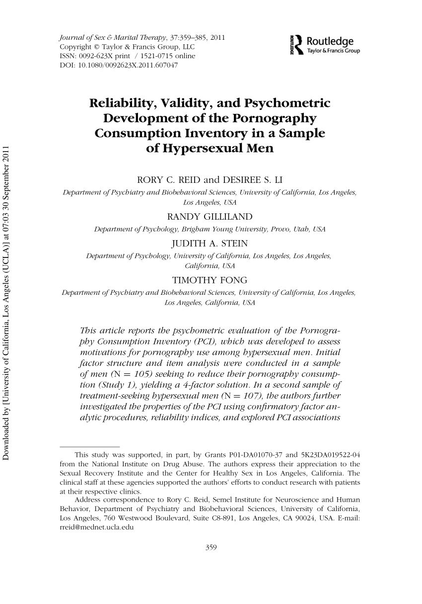 Youngest Little Porn Vc - PDF) Reliability, Validity, and Psychometric Development of ...