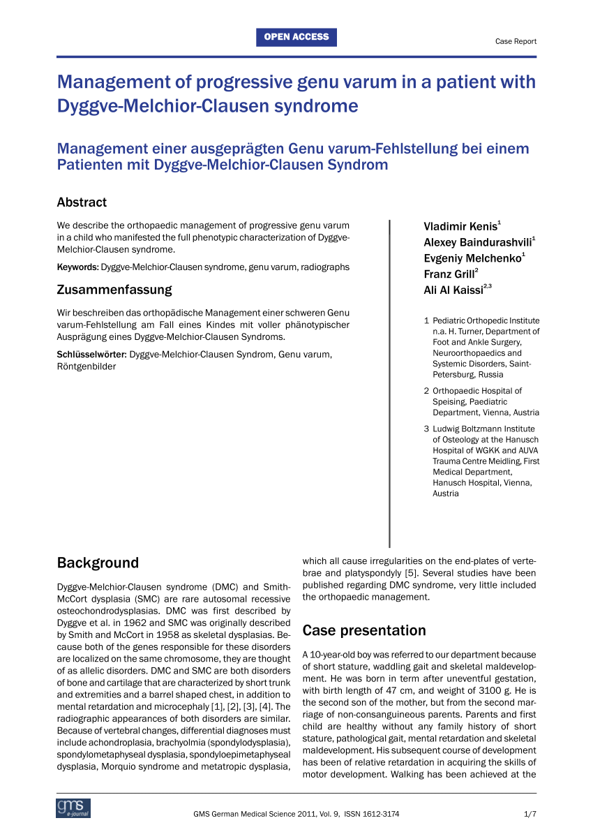 (PDF) Management of progressive genu varum in a patient with Dyggve ...