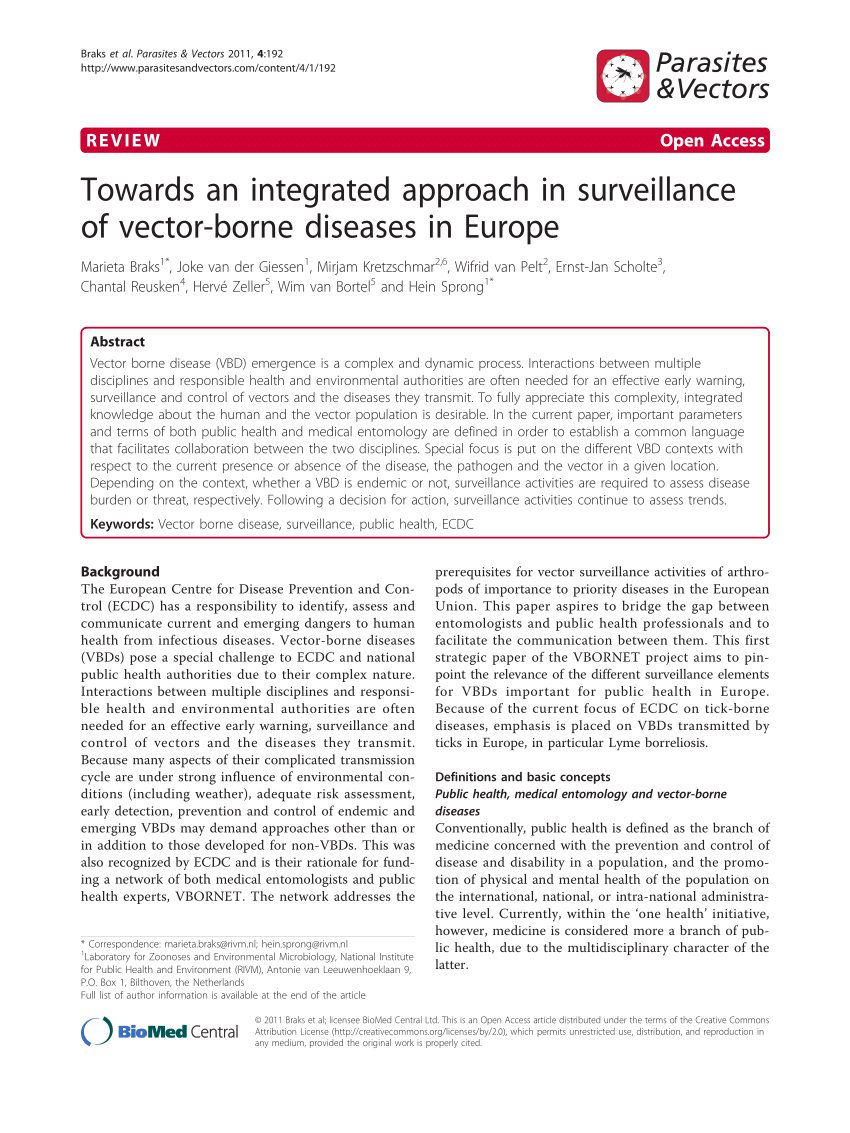 (PDF) Towards an integrated approach in surveillance of vector-borne