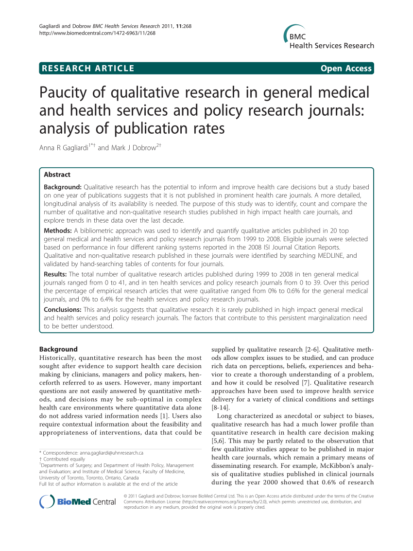 qualitative research in medicine and healthcare journal impact factor