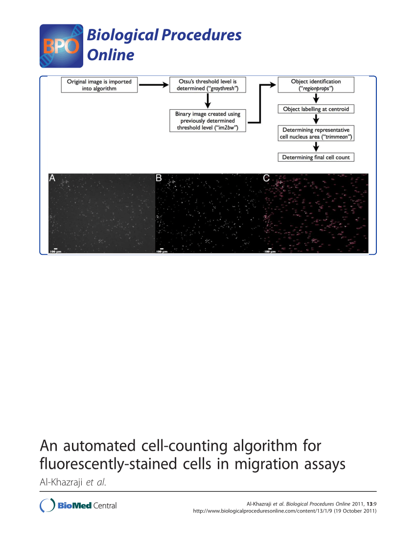 Pdf An Automated Cell Counting Algorithm For Fluorescently