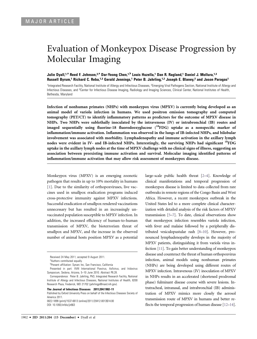 (PDF) Evaluation of Monkeypox Disease Progression by Molecular Imaging