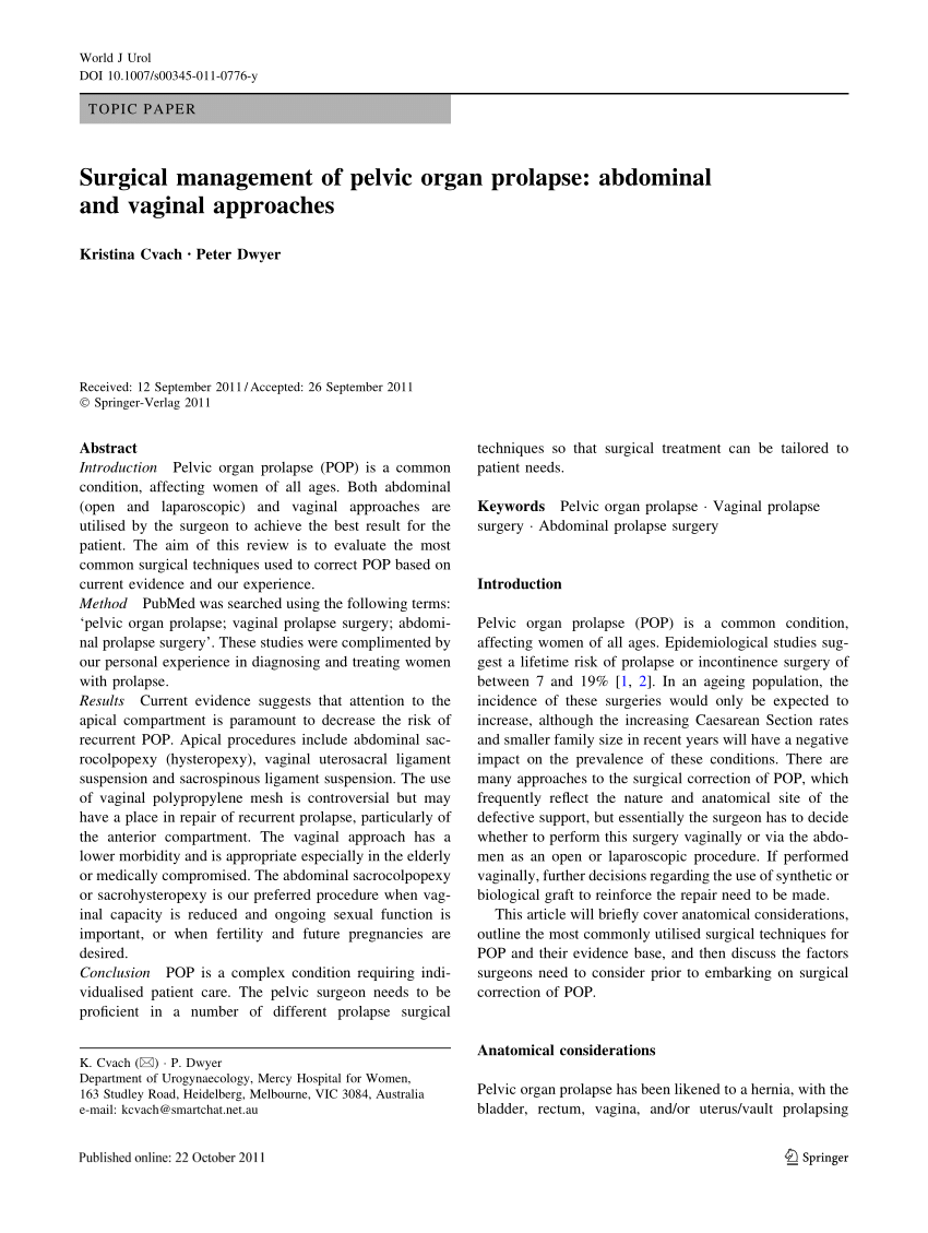 Optimal surgical management of stage 3 and 4 pelvic organ prolapse