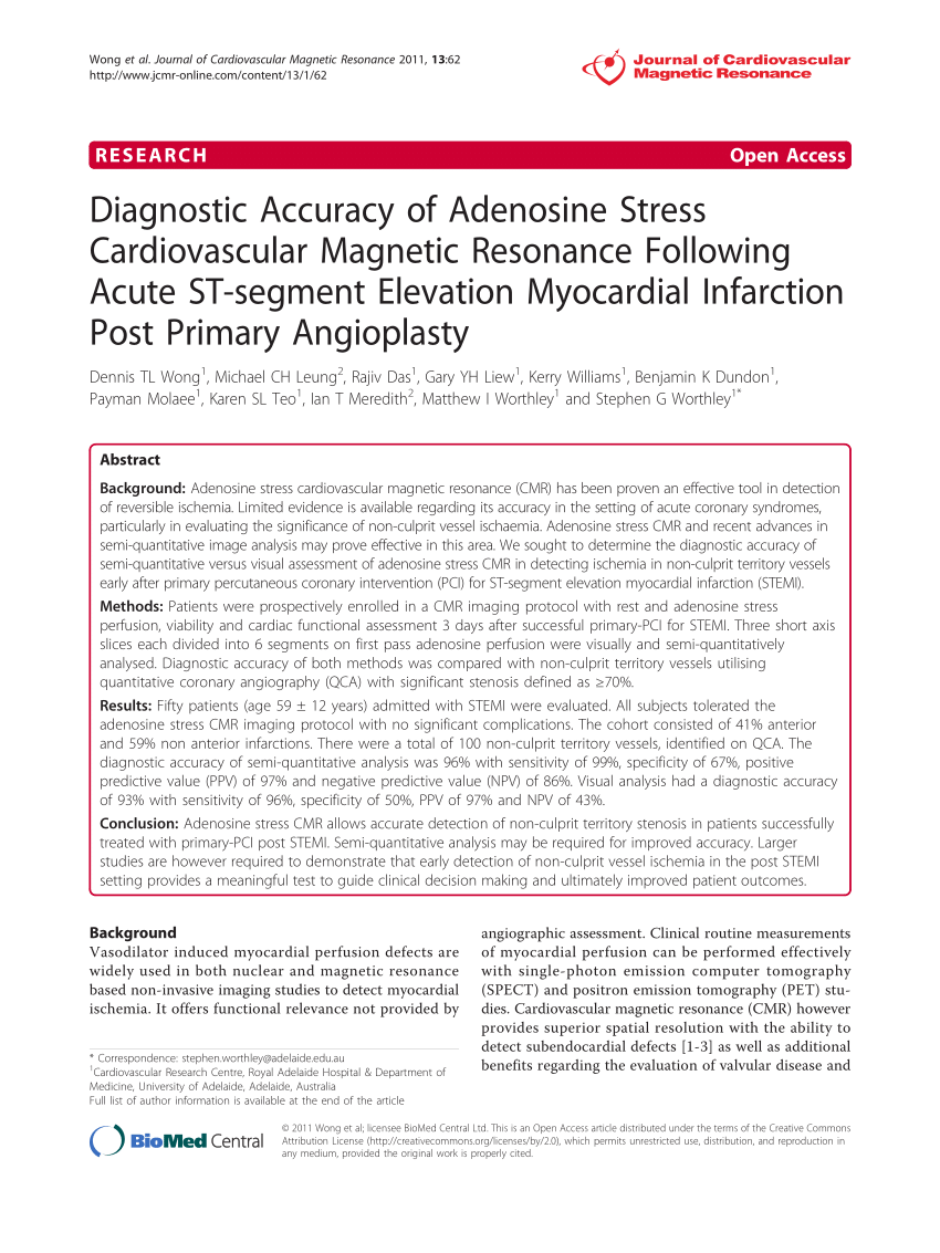 PDF) Diagnostic Accuracy of Adenosine Stress Cardiovascular ...
