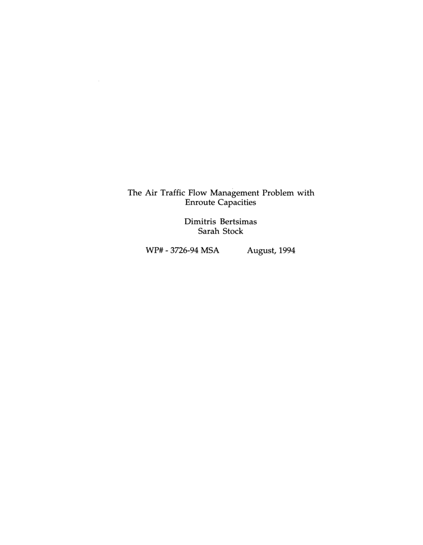 PDF) The Air Traffic Flow Management Problem with Enroute Capacities