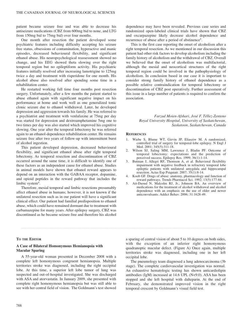 (PDF) A Case of Bilateral Homonymous Hemianopsia with Macular Sparing