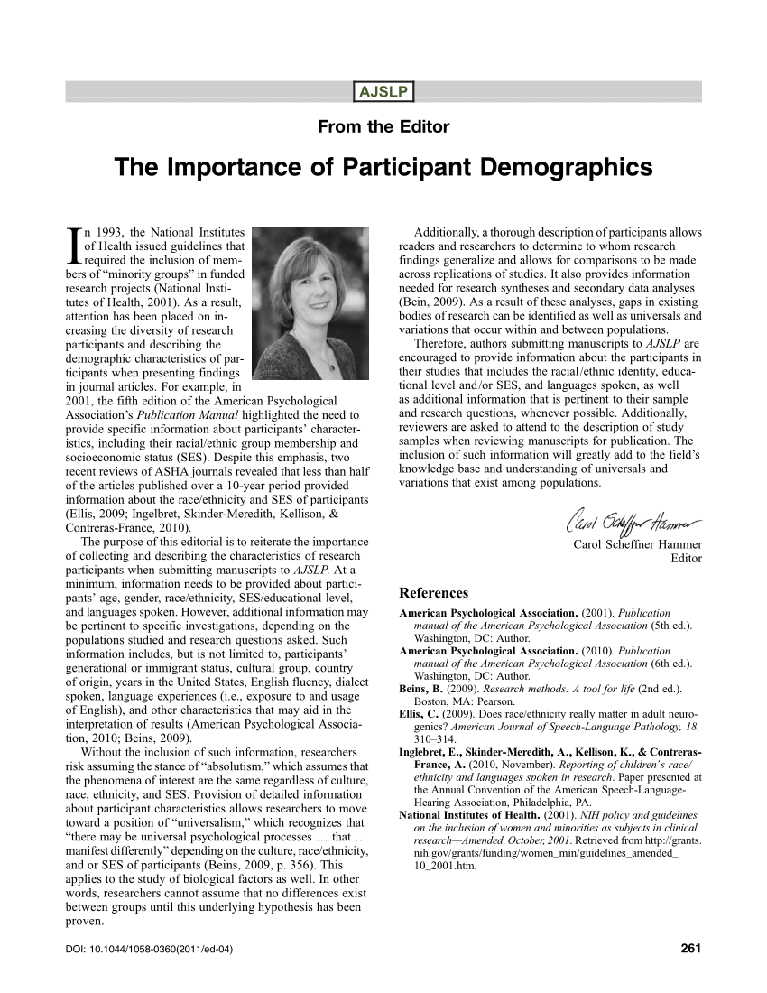 PDF) The Importance of Participant Demographics