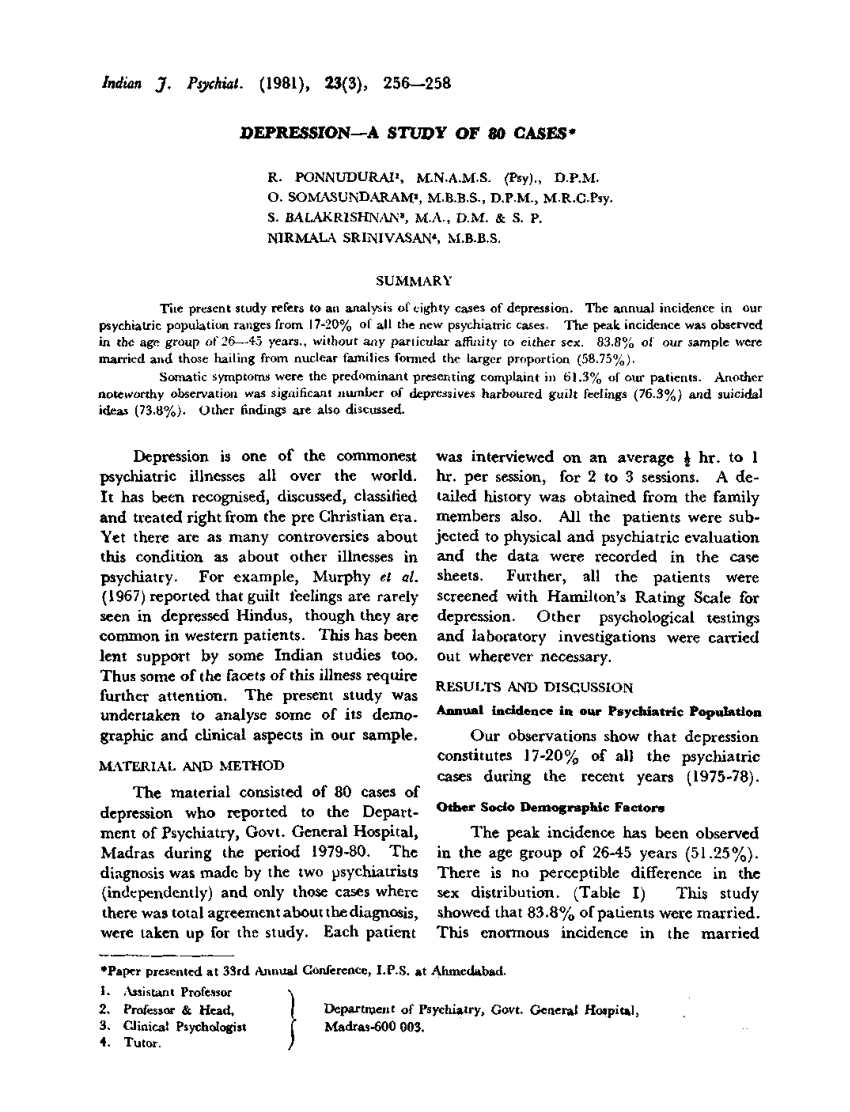 case study of depression