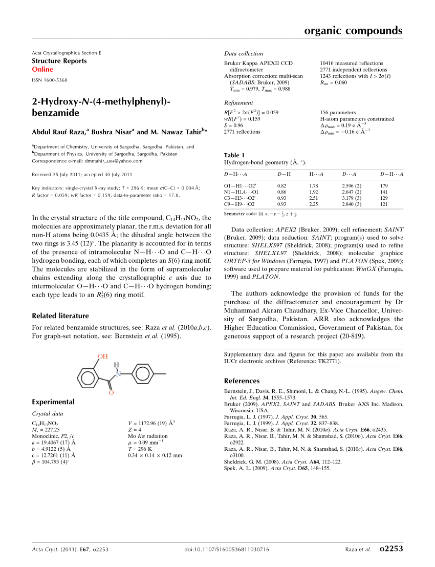 Pdf 2 Hy Droxy N 4 Methyl Phen Ylbenzamide 0027