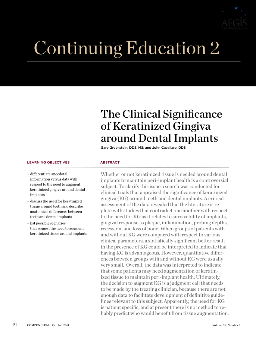 Pdf The Clinical Significance Of Keratinized Gingiva Around Dental Implants