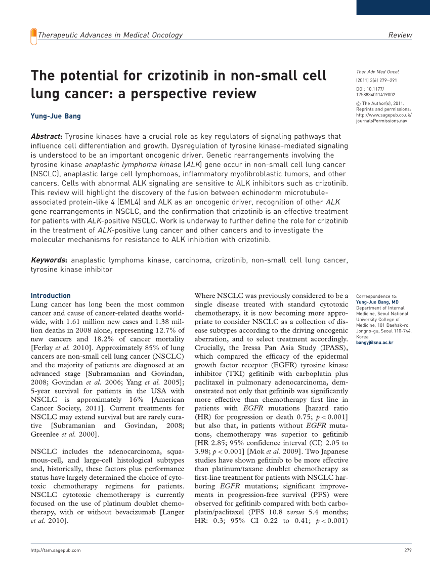 PDF) The potential for crizotinib in non-small cell lung cancer: A ...