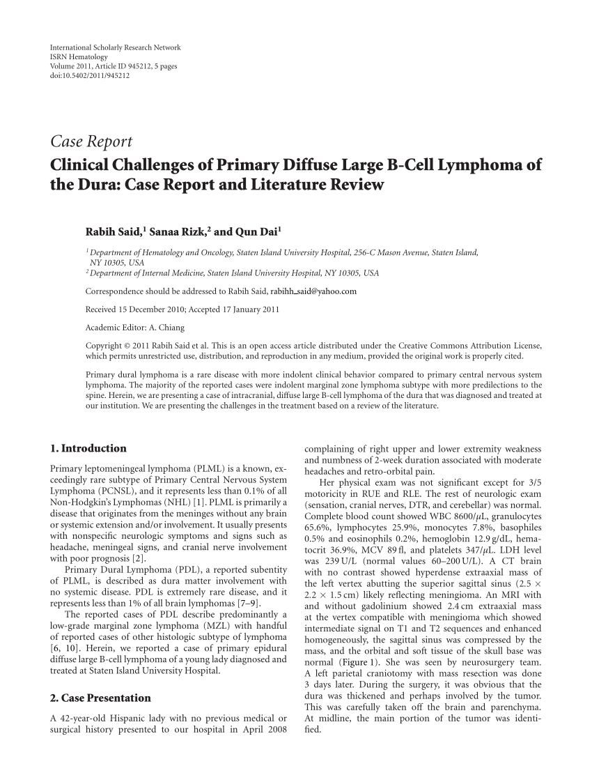 Pdf Clinical Challenges Of Primary Diffuse Large B Cell Lymphoma Of