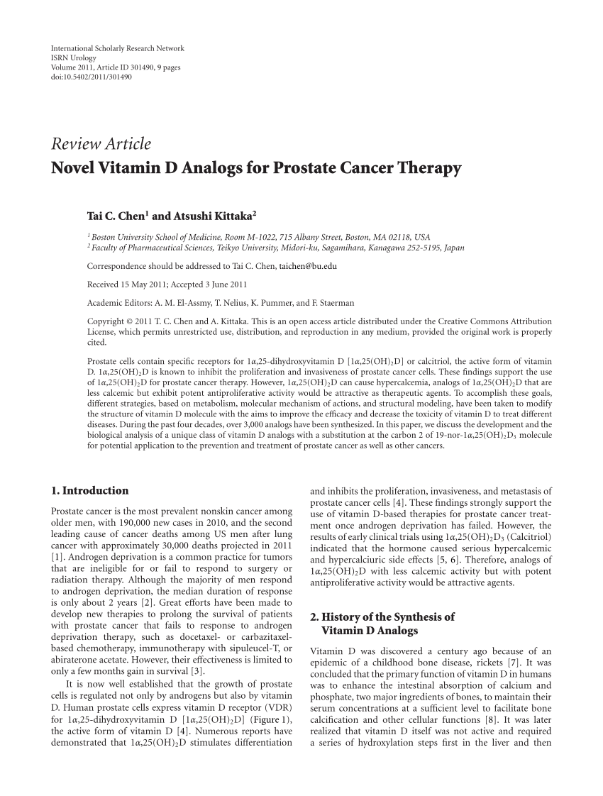 (PDF) Novel Vitamin D Analogs for Prostate Cancer Therapy