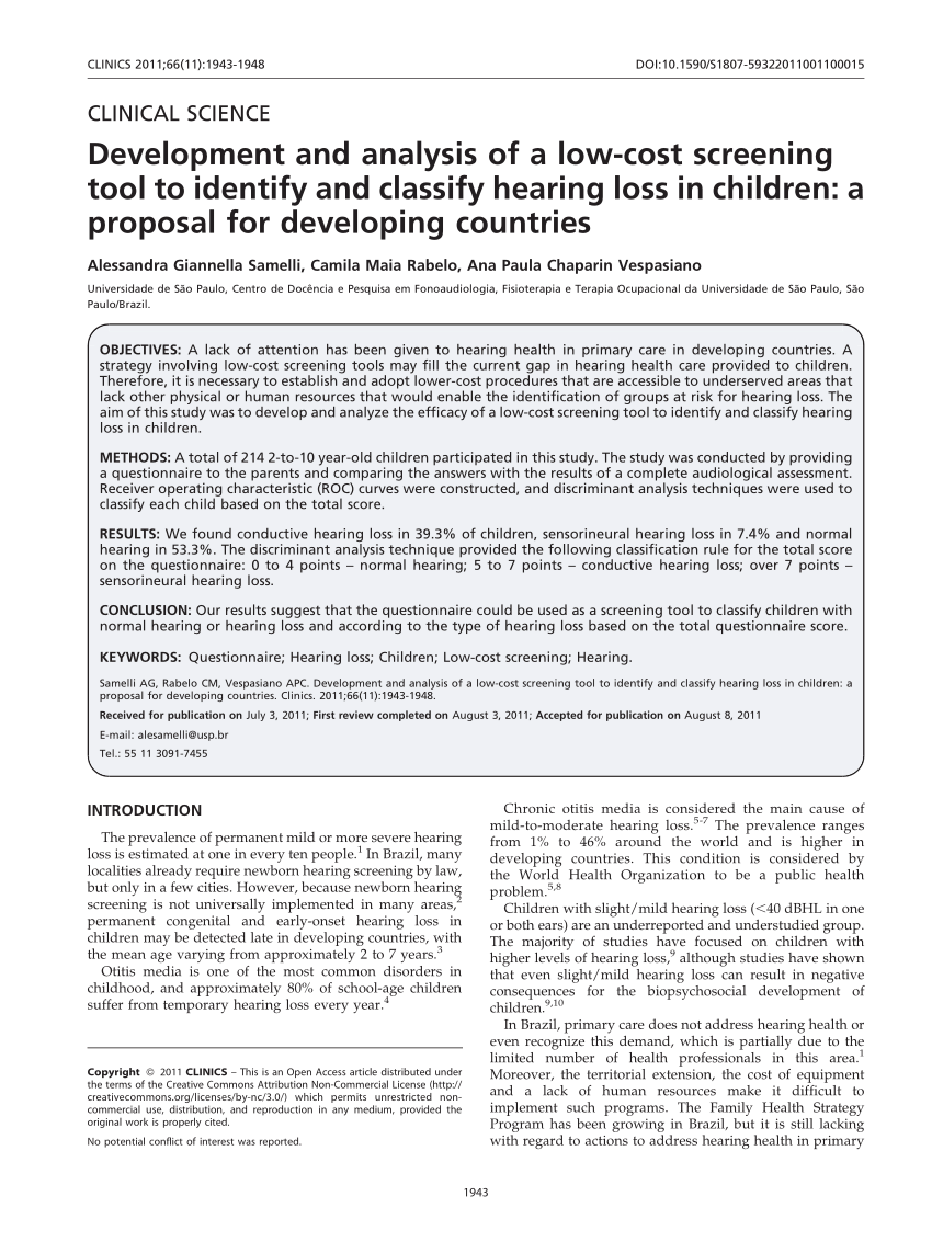 SciELO - Brasil - Accuracy of smartphone-based hearing screening tests: a  systematic review Accuracy of smartphone-based hearing screening tests: a  systematic review