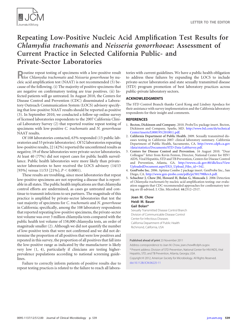 Pdf Repeating Low Positive Nucleic Acid Amplification Test Results For Chlamydia Trachomatis 6194