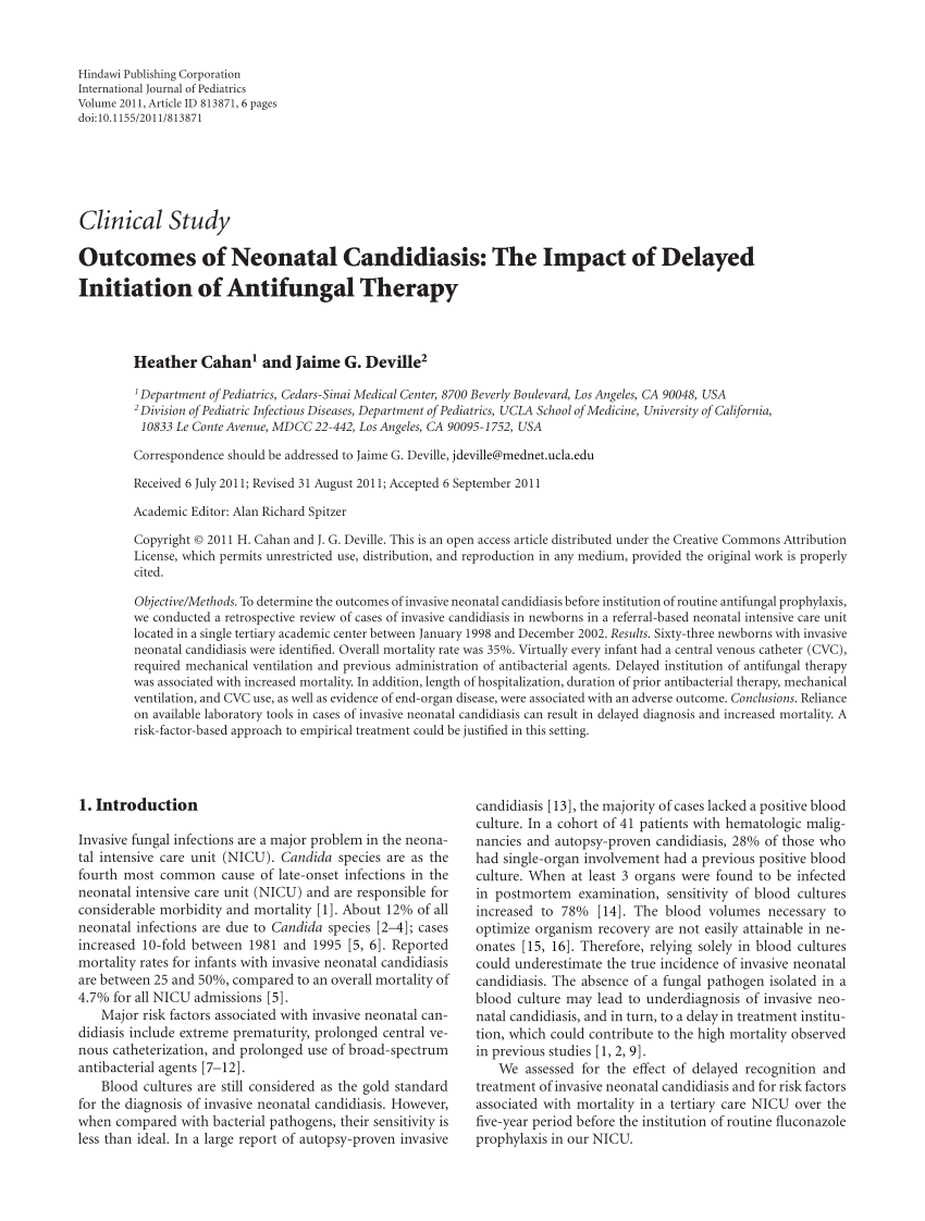 (PDF) of Neonatal Candidiasis The Impact of Delayed