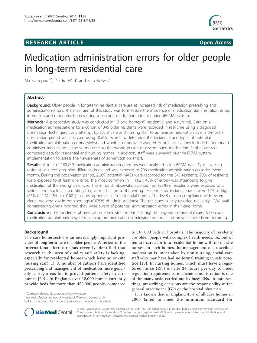 PDF) Medication administration errors for older people in long ...