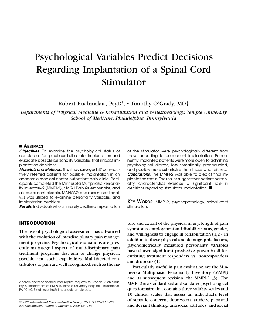 (PDF) Psychological Variables Predict Decisions Regarding Implantation