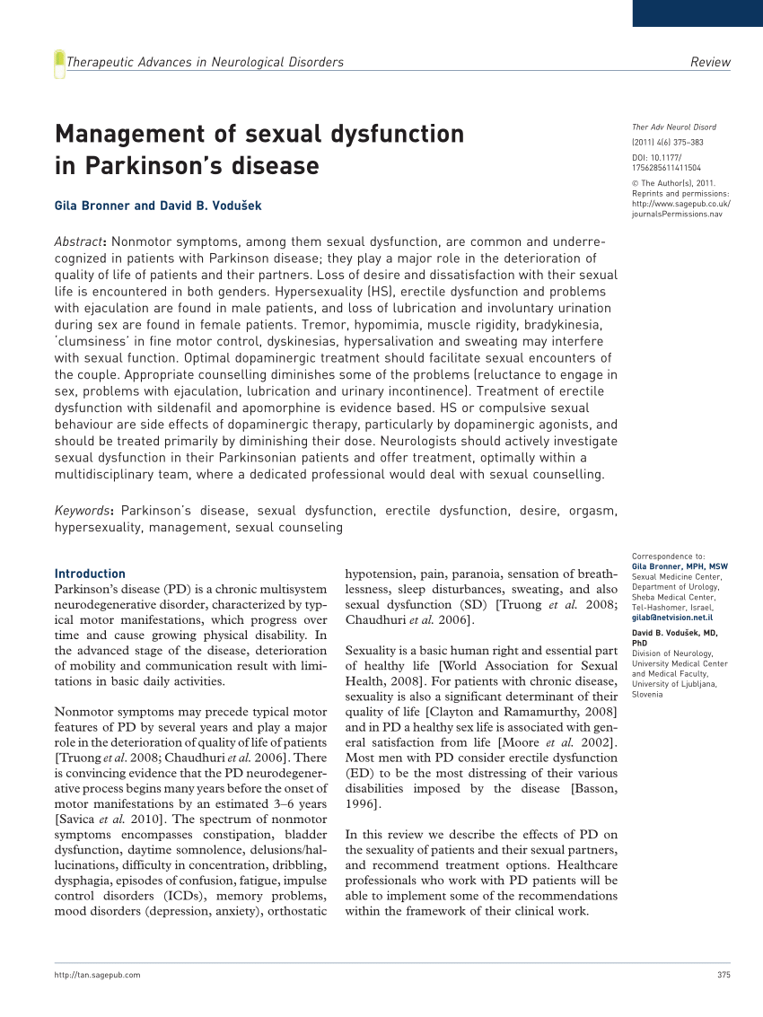 PDF Management of sexual dysfunction in Parkinson s disease