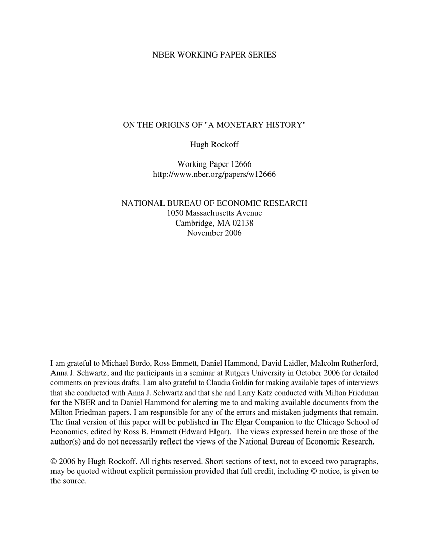 Pdf On The Origins Of A Monetary History