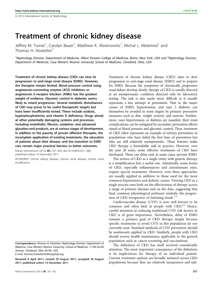 Pdf Treatment Of Chronic Kidney Disease