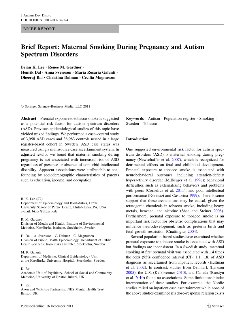 research articles on maternal smoking