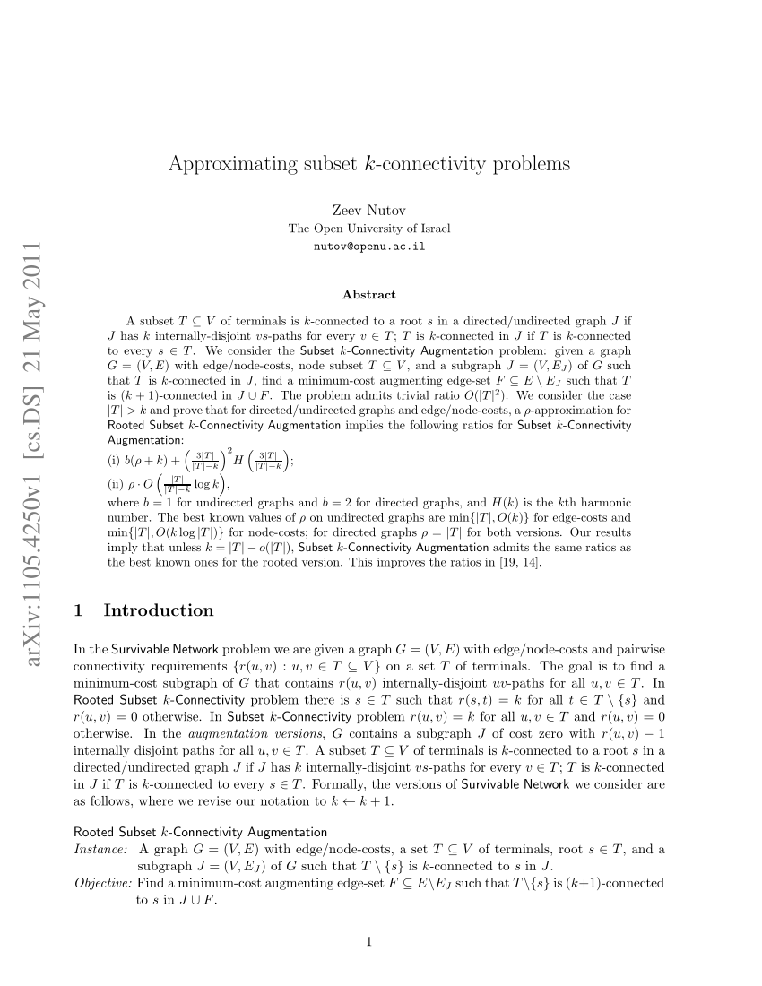Pdf Approximating Subset K Connectivity Problems