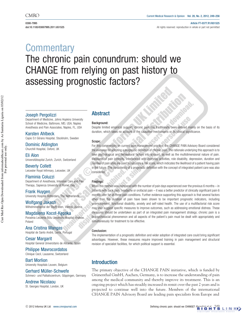 pdf) the chronic pain conundrum: should we change from relying on