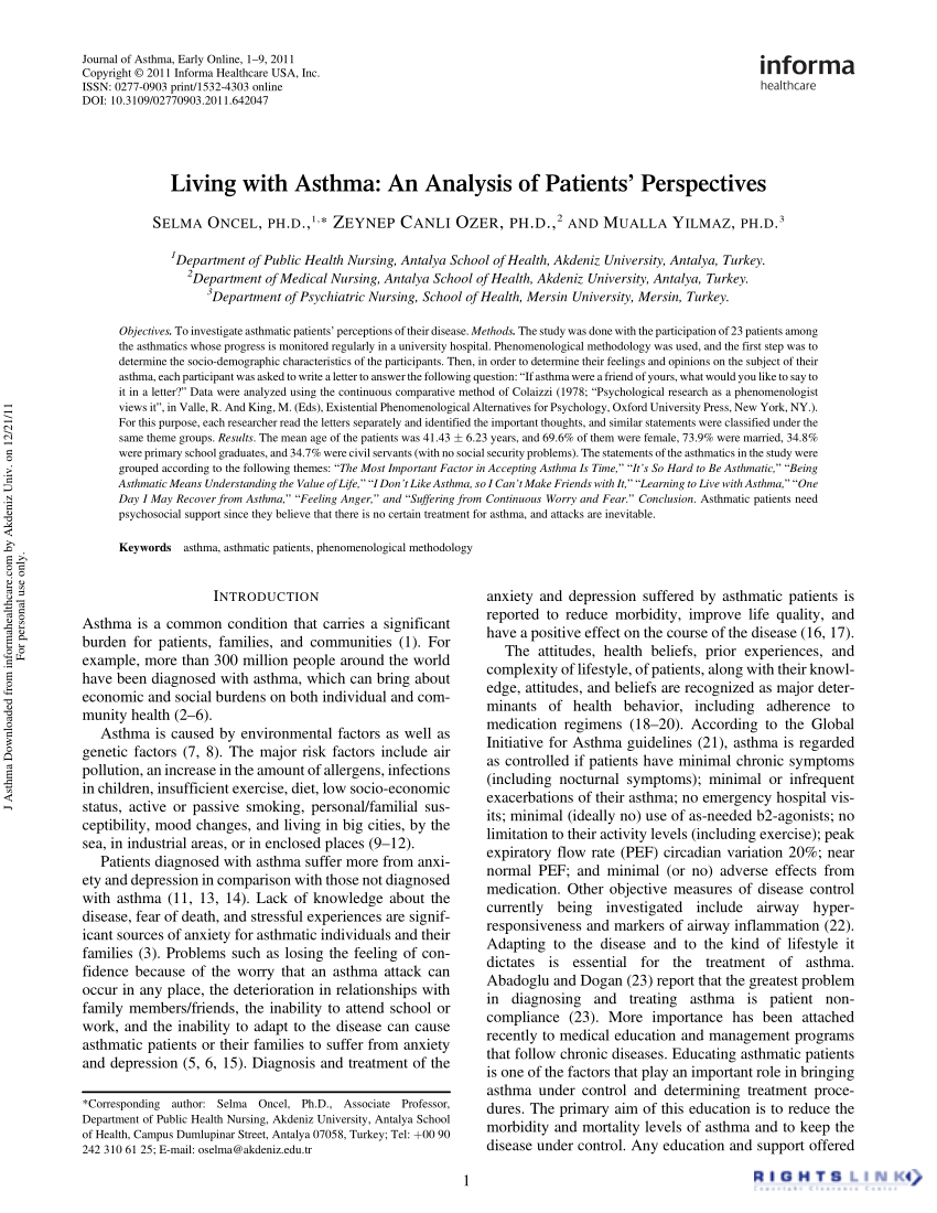 PDF Living with Asthma An Analysis of Patients Perspectives 