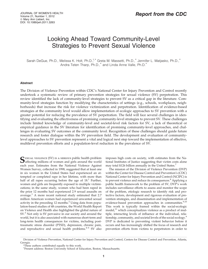 PDF Looking Ahead Toward Community Level Strategies to Prevent