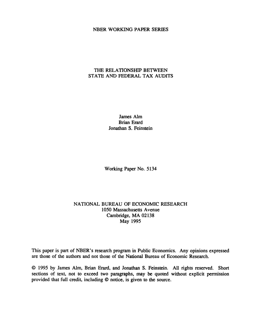 Pdf The Relationship Between State And Federal Tax Audits