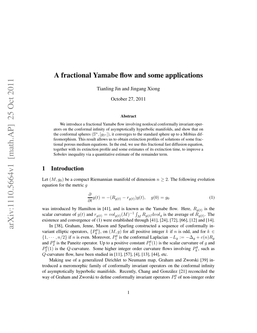 Pdf A Fractional Yamabe Flow And Some Applications