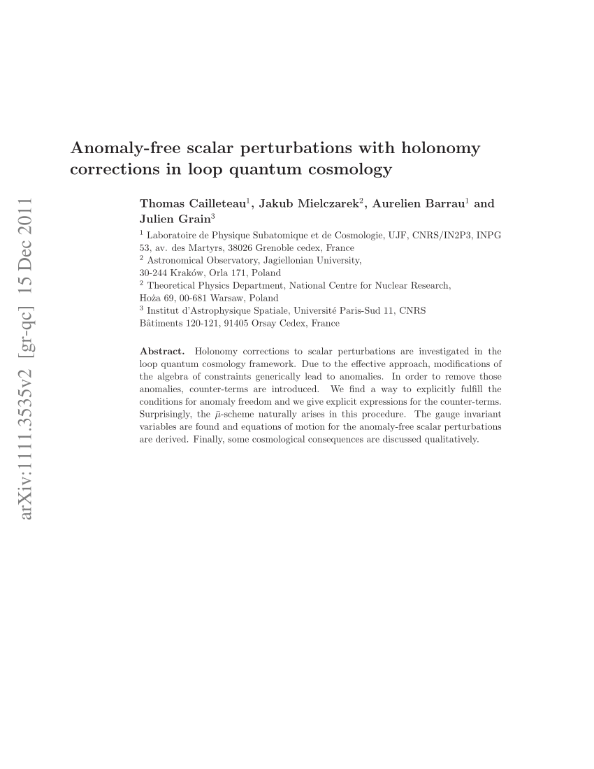 Chapter 2.The Role of the Anamoly in Correcting Cosmological