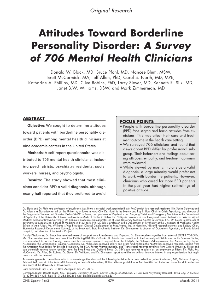 Pdf Can Negative Attitudes Toward Patients With Borderline Personality Disorder Be Changed The Effect Of Attending A Stepps Workshop