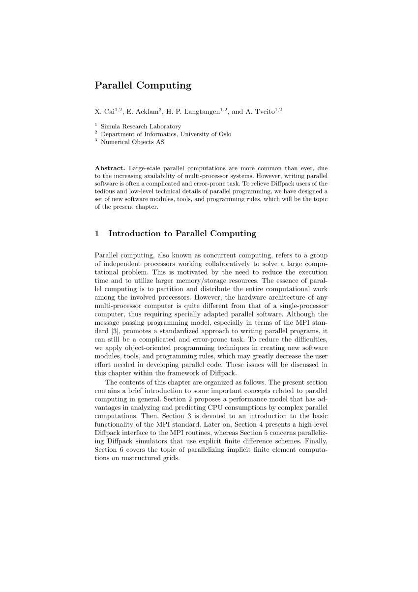 research paper about parallel computing