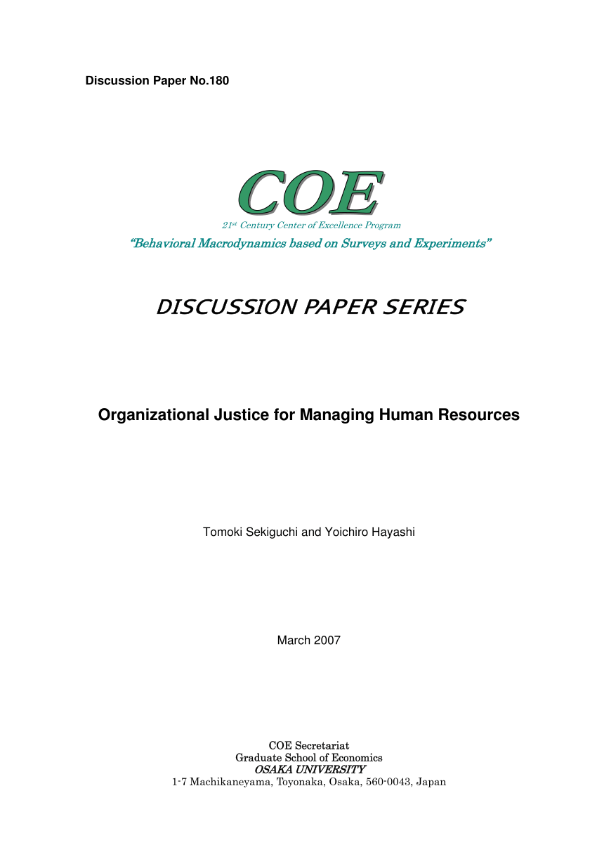 PDF) Organizational Justice for Managing Human Resources