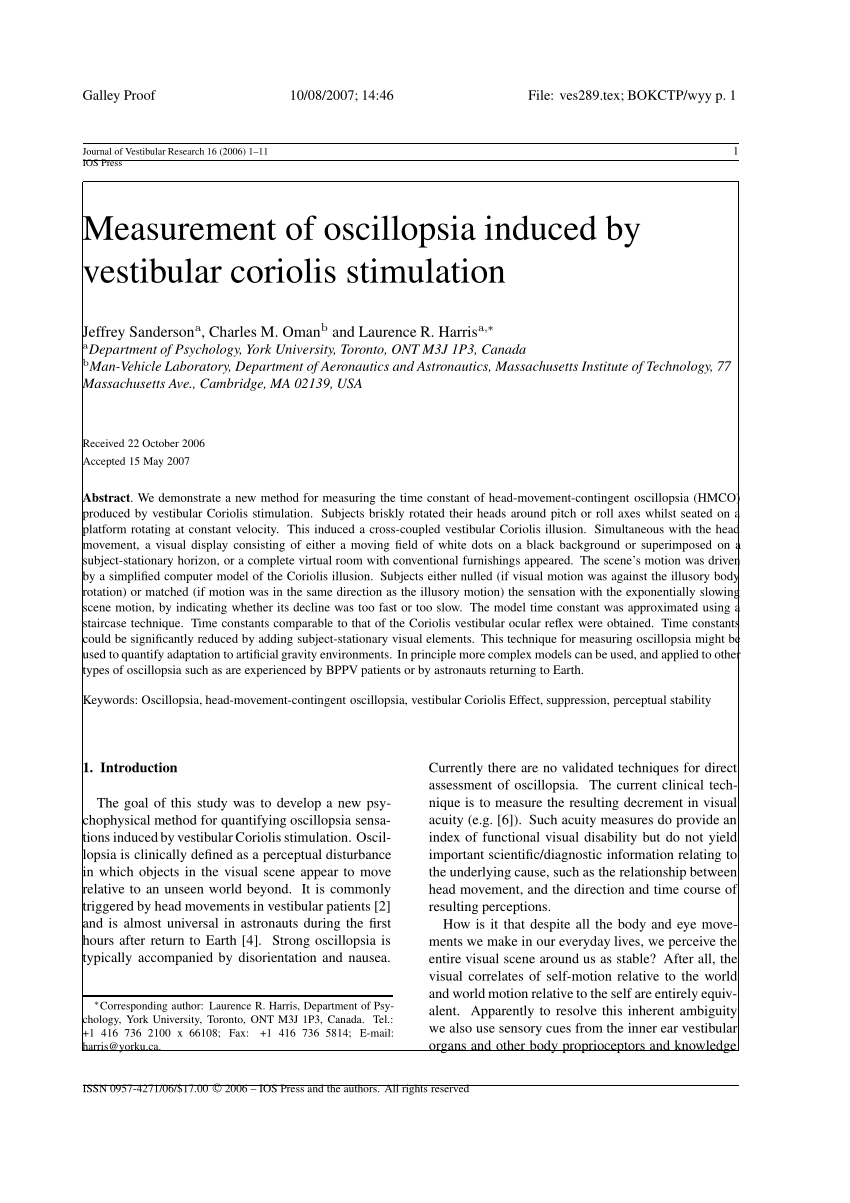Pdf Measurement Of Oscillopsia Induced By Vestibular Coriolis Images, Photos, Reviews