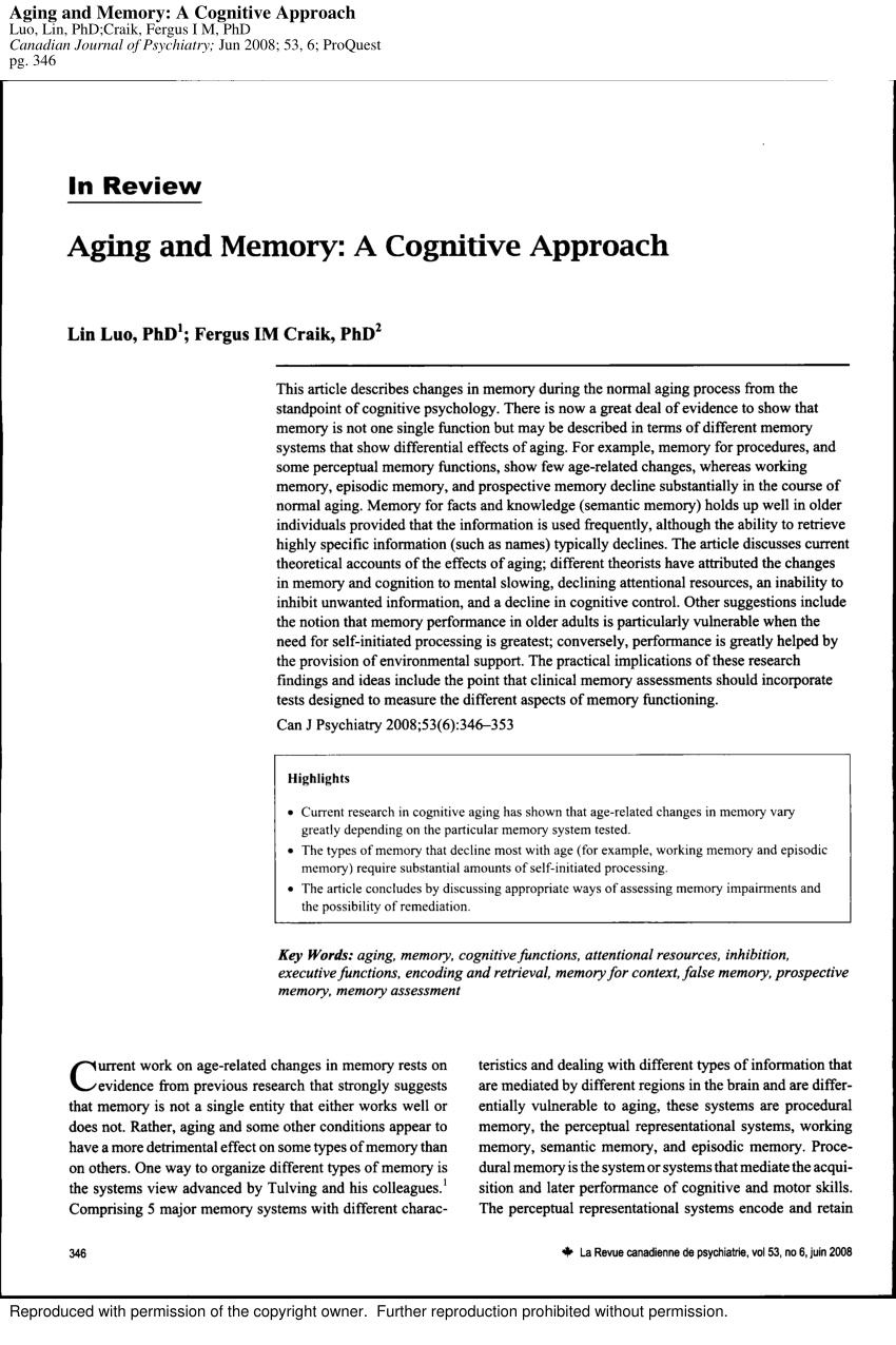 essay on aging and memory