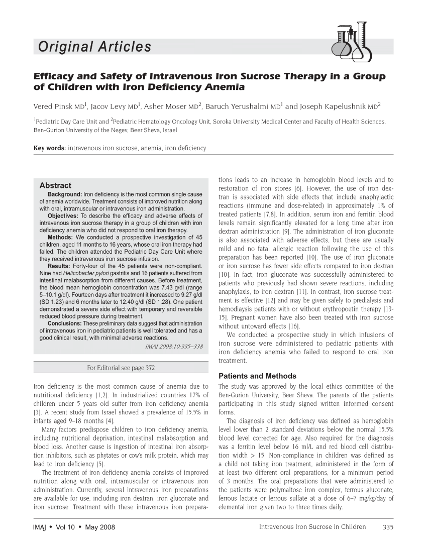 (PDF) Efficacy and safety of intravenous iron sucrose ...