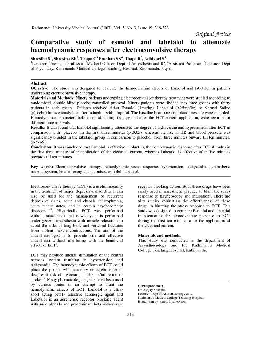 PDF) Labetalol as an Alternative to Esmolol and Fentanyl for